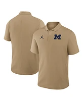 Jordan Men's Tan Michigan Wolverines Primetime Victory Primary Logo Performance Polo Shirt