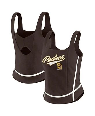 Wear by Erin Andrews Women's Brown San Diego Padres Square Neck Tank Top