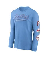 Nike Men's Light Blue Philadelphia Phillies Cooperstown Collection Knockout Long Sleeve T-Shirt