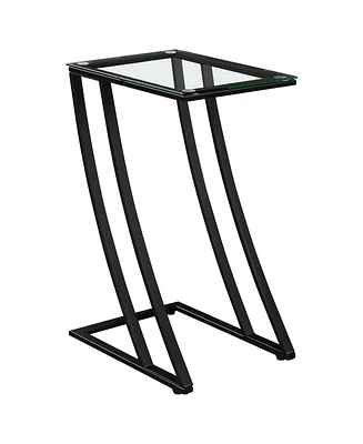 Contemporary Metal Frame Accent Table with Tempered Glass Top