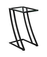 Contemporary Metal Frame Accent Table with Tempered Glass Top