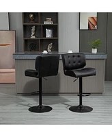 Adjustable Bar Stools Set of 2 with Swivel Seat Tufted Cushions and Metal Footrest for Home Bar Kitchen Island or Counter Height Seating-The Pop Home