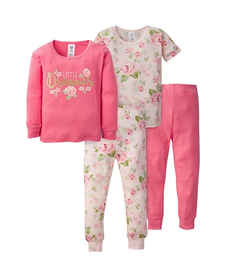 Gerber Toddler Girls 4-Piece Snug Fit Cotton Pajamas, Deer, 5T