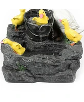LuxenHome Resin Duck Family Bath Patio Fountain