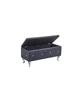 Rectangular Faux Leather Ottoman Bench with Lift-Top Storage