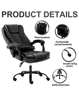 Dyhome Modern Task Chair, Adjustable Reclining Ergonomic Faux Leather Swiveling Pc & Racing Game Chair