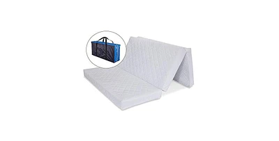 Multi-Use Waterproof Folding Portable Crib Mattress/Play Mat with Travel Carry Case, 1.5"