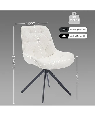 Dyhome Swivel Dining Chairs, Boucle Upholstered Accent Chairs Living Room Desk Office Arm Chair