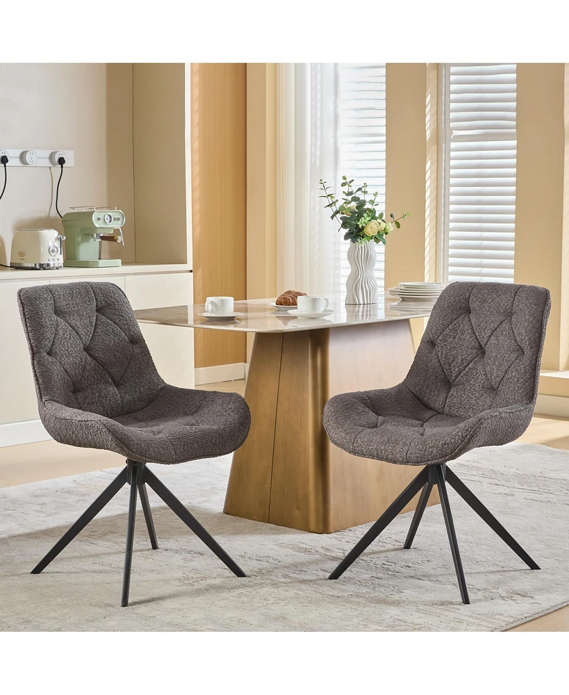 Dyhome Swivel Dining Chairs, Boucle Upholstered Accent Chairs Living Room Desk Office Arm Chair