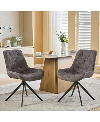 Dyhome Swivel Dining Chairs, Boucle Upholstered Accent Chairs Living Room Desk Office Arm Chair