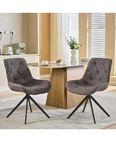 Dyhome Swivel Dining Chairs, Boucle Upholstered Accent Chairs Living Room Desk Office Arm Chair