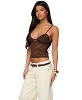 Edikted Women's Sheer Lace Cut Out Tank Top