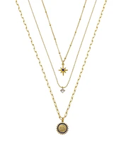 Unwritten Cubic Zirconia and Crystal Celestial Evil Eye and Moon Layered Necklace Set