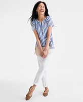 Style & Co Women's Cotton Eyelet Flutter-Sleeve Top, Exclusively at Macy's