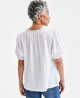 Style & Co Women's Lace-Trim V-Neck Top, Exclusively at Macy's