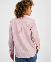 Nautica Jeans Women's Striped Cotton Button-Front Shirt