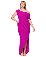 Betsy & Adam Plus Asymmetric High-Low Gown