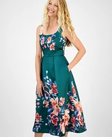 julia jordan Women's Printed Square-Neck Sleeveless Dress