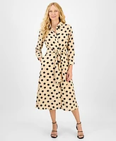 julia jordan Women's Dot-Print Tie-Waist Shirtdress
