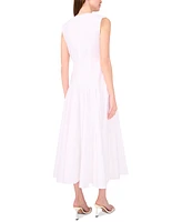 Parker The Abria Cotton Plunging-Neck Drop-Waist Midi Dress