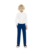 OppoSuits Boys Navy Royale Solid Slim Fit Suit Including Blazer, Pants and Clip-On-Tie