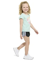 adidas Toddler and Little Girls 2-Piece Short Sleeve Graphic T-Shirt Mesh Set