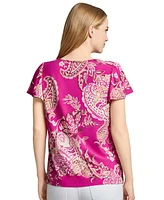Jones New York Women's Printed Crewneck Short-Sleeve Top