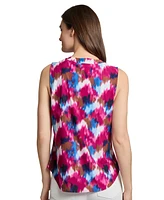 Jones New York Women's Printed Pleat-Front Sleeveless Top