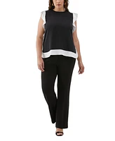 Ella Rafaella Plus Flounce Trim Sleeveless Top