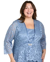 R & M Richards Plus Metallic Lace Jacket and Dress