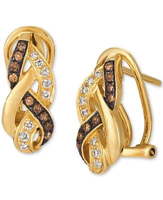 Le Vian Chocolatier Chocolate Diamond & Vanilla Diamond Drop Earrings (1/4 ct. t.w.) in 14k Yellow Gold