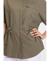 Olsen Women's Camp Shirt Drawstring Waist