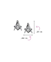 Bling Jewelry Tiny Square & Compass Masonic Freemason Stud Earrings in Oxidized Silver