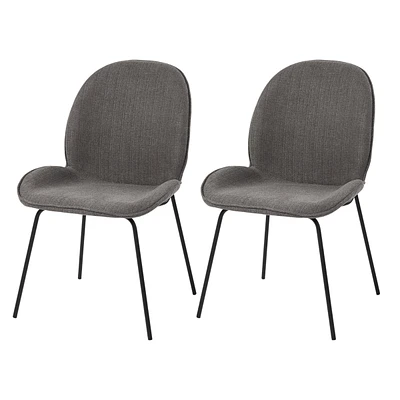 Set of 2 Fabric Side Chairs with Cushioned Seats for Dining and Home Decor