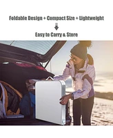 Gymax Folding Camping Table Aluminum Height Adjustable w/ Storage Organizer