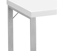 24-Inch White and Silver Computer Desk – Modern Workstation for Home Office