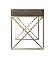 45" Grey and Gold Writing Desk With Two Drawers