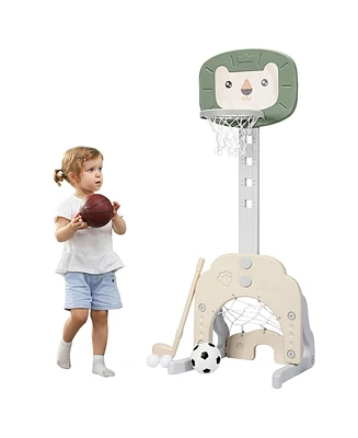 3-in-1 Adjustable Kids Basketball Hoop Sports Set
