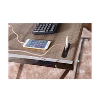 Industrial-Style Metallic Secretary Desk – Perfect for Home Office or Study