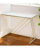 40" Clear and Gold Glass Writing Desk
