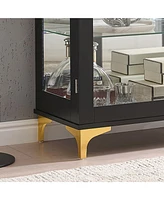 Kings Brand Furniture Cataleya 3-Tier Curio Display Cabinet Organizer with Storage Shelves for Figures & Collection Exhibit Living Room, Bedroom