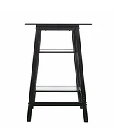 46" Clear and Black Glass Writing Desk
