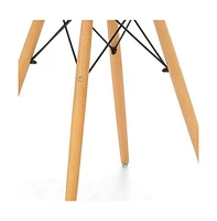 Contemporary Round Dining Table – Glossy Fiberglass Surface & Tapered Wood Legs
