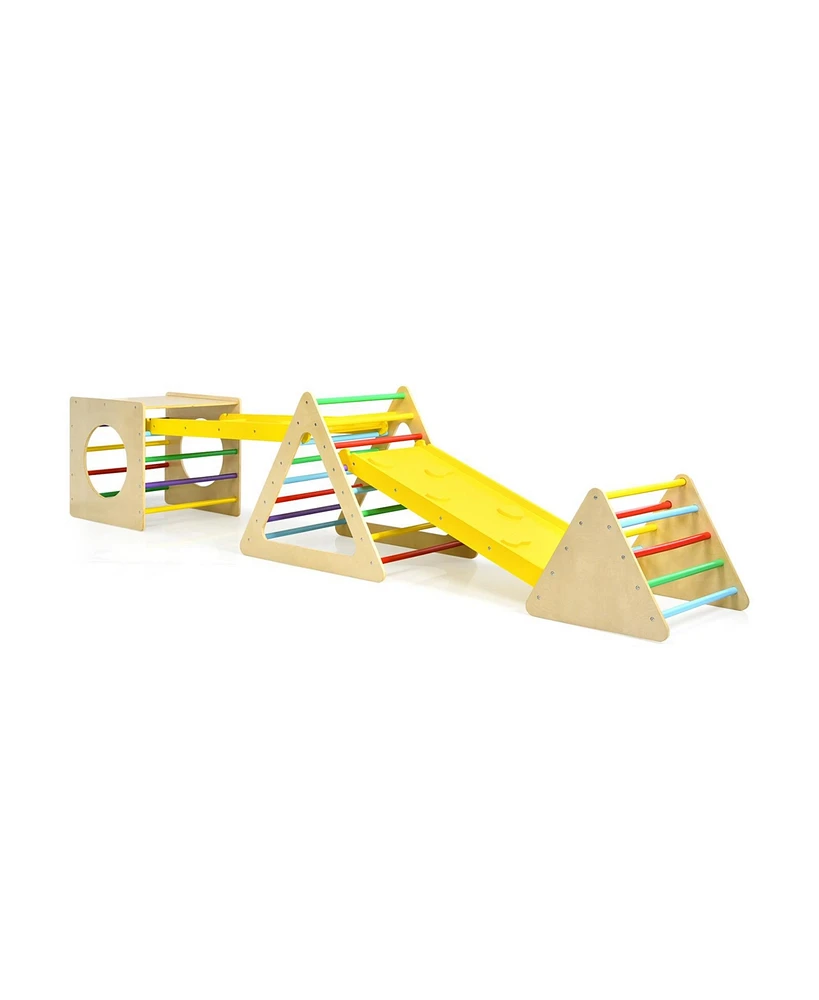 5 in 1 Kids Triangle Climber Play Gym Set with 2 Ramps