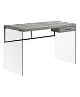 24" Grey and Clear Computer Desk