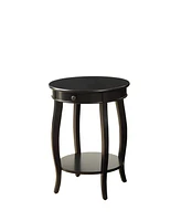 Functional Solid Wood Round End Table with Drawer and Shelf for Storage