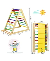 Foldable Wooden Triangle Climber with Reversible Ramp for Kids