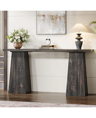 Tribesigns Rustic Console Table Wood Entryway Table for Living Room, 63 inch Narrow Sofa Table Farmhouse Vintage Couch Table Retro Hallway Accent Tabl