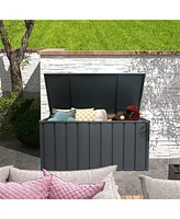 100 Gal. Large Dark Gray Steel Outdoor Deck Box with Wheels