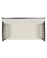 1-Piece Outdoor Acacia Wood Loveseat with Cream Cushions